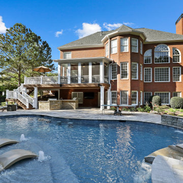 Basement With Exterior Pool & Porch Renovation