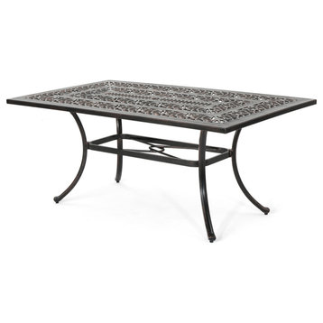 Joyce Outdoor Rectangular Cast Aluminum Dining Table
