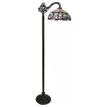 VIVIAN Tiffany-Style Victorian Stained Glass Reading Floor Lamp, 60"