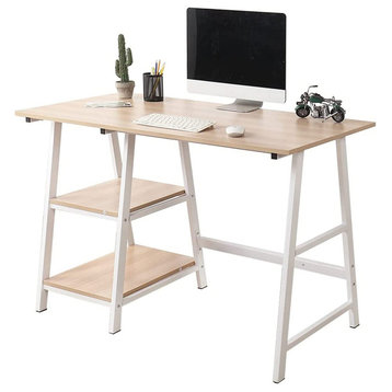 Modern Computer Desk Trestle Desk Writing Desk Home Office Desk Hutch