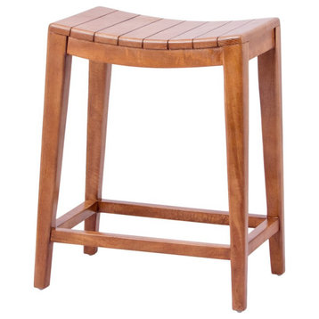 New Pacific Direct Elmo 26" Mango Wood Counter Stool in Brown/Amber