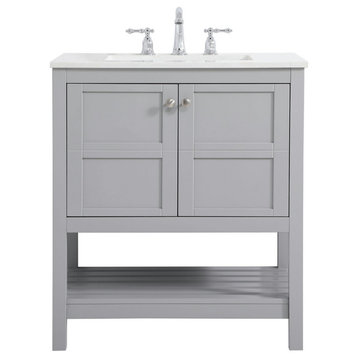 30" Single Bathroom Vanity, Gray, Vf16430Gr