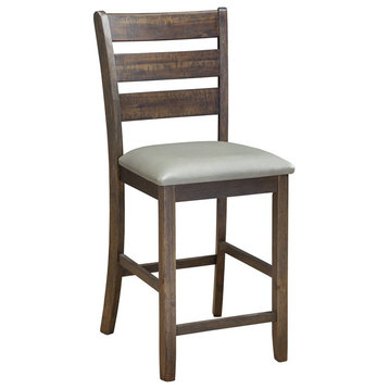 Alpine Furniture Emery Set of 2 Pub Height Wood Dining Chairs in Walnut (Brown)