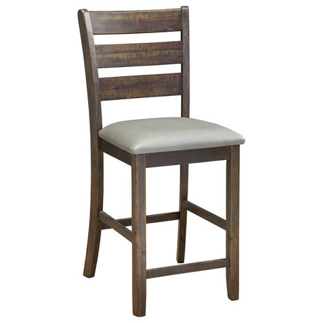 Alpine Furniture Emery Set of 2 Pub Height Wood Dining Chairs in Walnut (Brown)