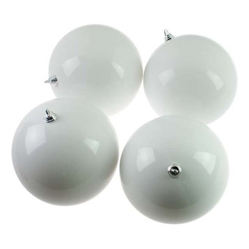 White Baubles Shiny Shatterproof, Pack of 4, 140 mm
