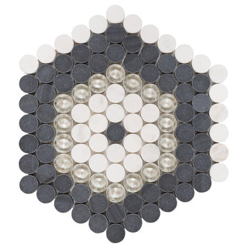 Designer Hexagon Imagination Mosaic, Set of 4, Archer