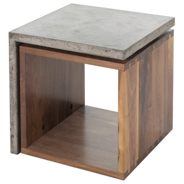 Walnut And Concrete Side Table, Andrew Martin Freddie