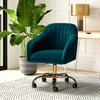 Swivel Rolling Task Chair With Tufted Back, Teal