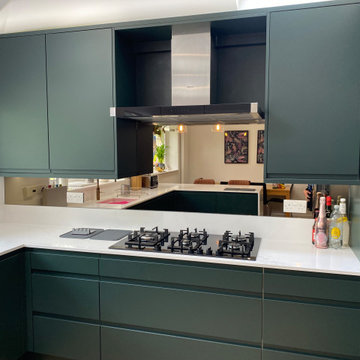 Handleless Green Kitchen