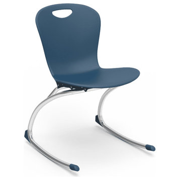 Modern Rocking Chair, Cantilever Chrome Base With Polypropylene Seat, Navy