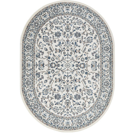 Tessie Traditional Floral Cream Oval Area Rug, 5'x7'