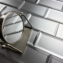 Abolos - Frosted 3"x 6" Beveled Glass Subway Tile,Matte Gray, Piece - Mosaic Tile