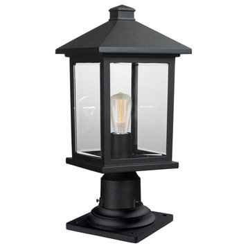 Portland 1 Light Post Light or Accessories, Black, Clear Beveled Glass, 6.34