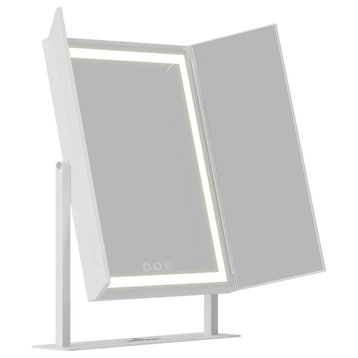 Lavish Tri-Fold LED Tri Tone Makeup Mirror, White