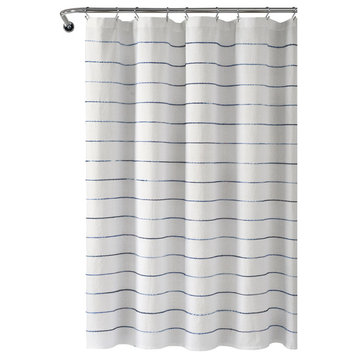 Ombre Stripe Yarn Dyed Cotton Shower Curtain, 72"x72", Navy