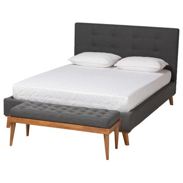 Lynsay Dark Gray Fabric 2-Piece  Bedroom Set, Full