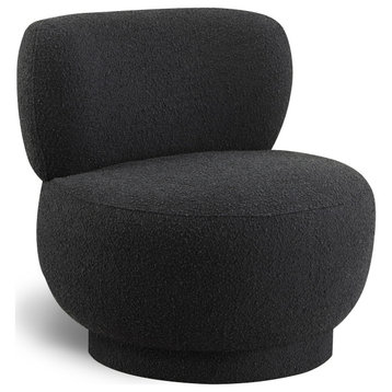 Calais Boucle Fabric Upholstered Accent Chair, Black, Upholstered Base