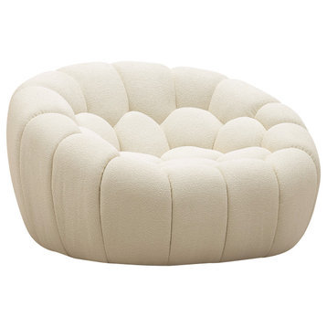 Divani Casa Yolonda Modern Curved Off-White Fabric Chair