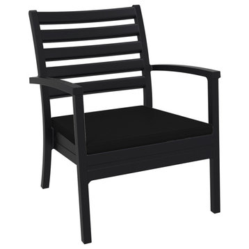 Artemis XL Club Chair Black with Sunbrella Black Cushions, Set of 2