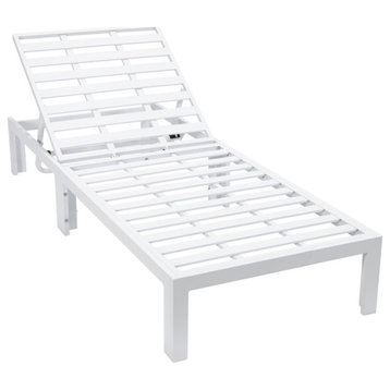 LeisureMod Chelsea Modern Outdoor White Chaise Lounge Chair With Cushions...