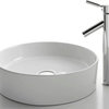 Kraus C-KCV-140-1002CH White Round Ceramic Sink and Sheven Faucet