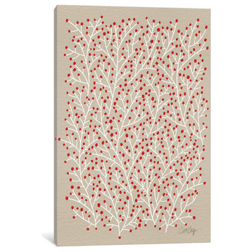 "Berry Branches Red Tan Artprint" by Cat Coquillette, 18x12x1.5