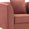 Modern Accent Chair, Comfortable Padded Seat and Armrest, Blush/Gold