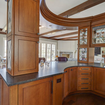 Curved Wet Bar with Lake Views