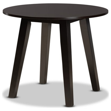 Baxton Studio Ela Dark Brown Finished 35-Inch-Wide Round Wood Dining Table