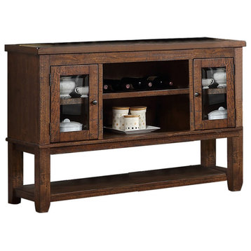 Wood Server With Open Shelves, Brown