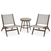 FOA Haft Aluminum Indoor and Outdoor 3-Piece Table and Chair Set in Gray