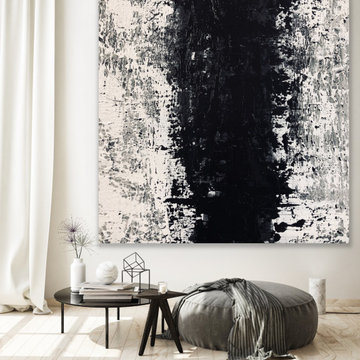 Music 48x48 IN Black White abstract Art oversized Modern Painting MADE TO ORDER