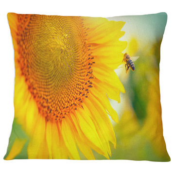 Beautiful Sunflowers Blooming Animal Throw Pillow, 18"x18"