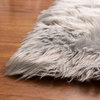 Plush and Soft Faux Sheepskin Fur Shag Area Rug, Gray, 2' X 3'