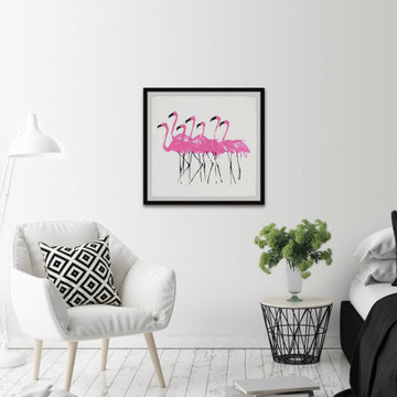 "Sexy Flamingos" Framed Painting Print