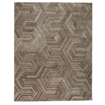 Verde Home by Jaipur Living Rome Handmade Geometric Brown/ Gray Rug, 10'x14'