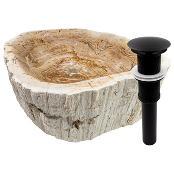 Miseno MVS-NOSV-FW 17" Specialty Natural Stone Vessel Bathroom - Fossil Wood /