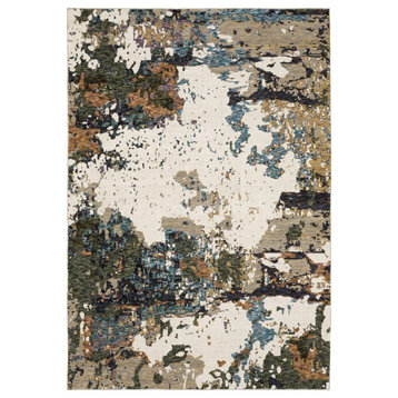 Elements Abstract Impressions Ivory/ Green Area Rug, 5'3"x7'3"