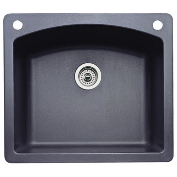 Blanco 440210-2 22"x25" Granite Single Dual-Mount Kitchen Sink, Anthracite