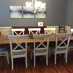 Reclaimed wood table with custom turned legs - Products