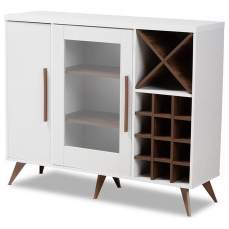 Baxton Studio Pietro Wine Cabinet in White and Brown