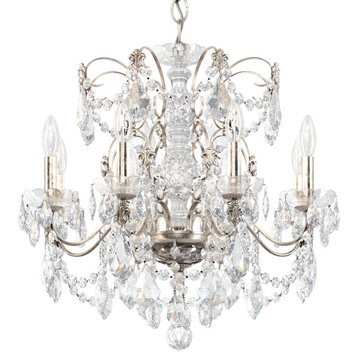 Century 8 Light Chandelier Antique Silver Clear Heritage Crystal