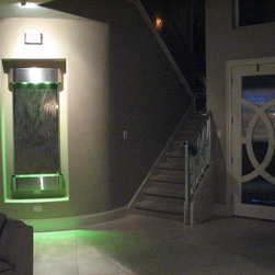 Silver Mirror Water Feature with LED Changing Lights - Indoor Fountains