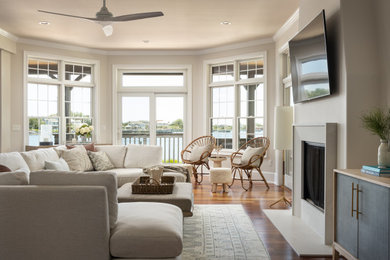 Example of a beach style living room design in New York