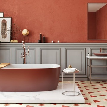 Aquatica Coletta™ Oxide Red-Wht Freestanding Solid Surface Bathtub