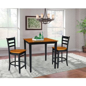 36" x 36" Counter Height Table with 2 Emily Counter Height Stools - 3 Piece Set