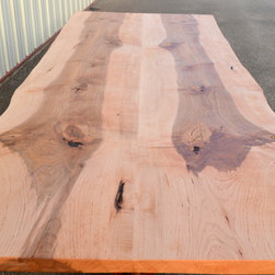 Live Edge Curly Maple Dining Table with Walnut Base - Dining Tables