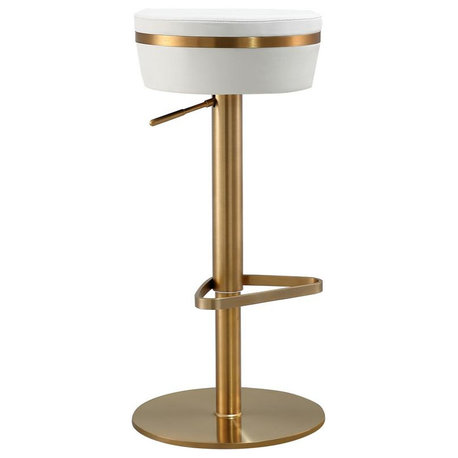 Contemporary White and Gold Adjustable Stool, Belen Kox