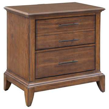 Samuel Lawrence Shaker Heights 2-Drawer Nightstand w/ USB in Cherry Brown Finish