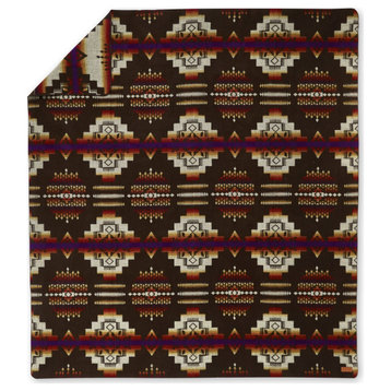 Brown Woven Acrylic Reversable Queen Blanket